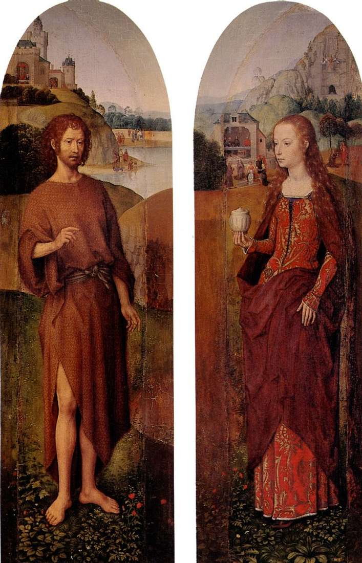 القديس يوحنا المعمدان والقديسة مريم المجدلية. ثلاثية الجانب شاح   هانز Memling