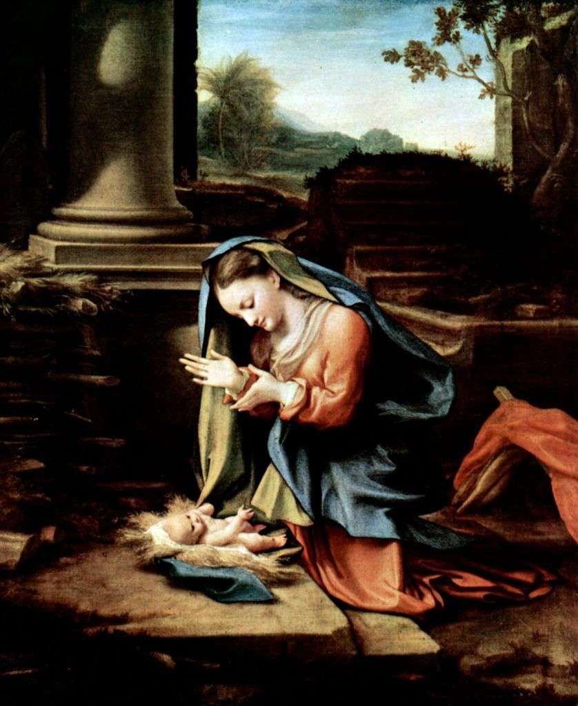 مريم العذراء ، عبادة الطفل   كوريجيو (أنطونيو أليغري)