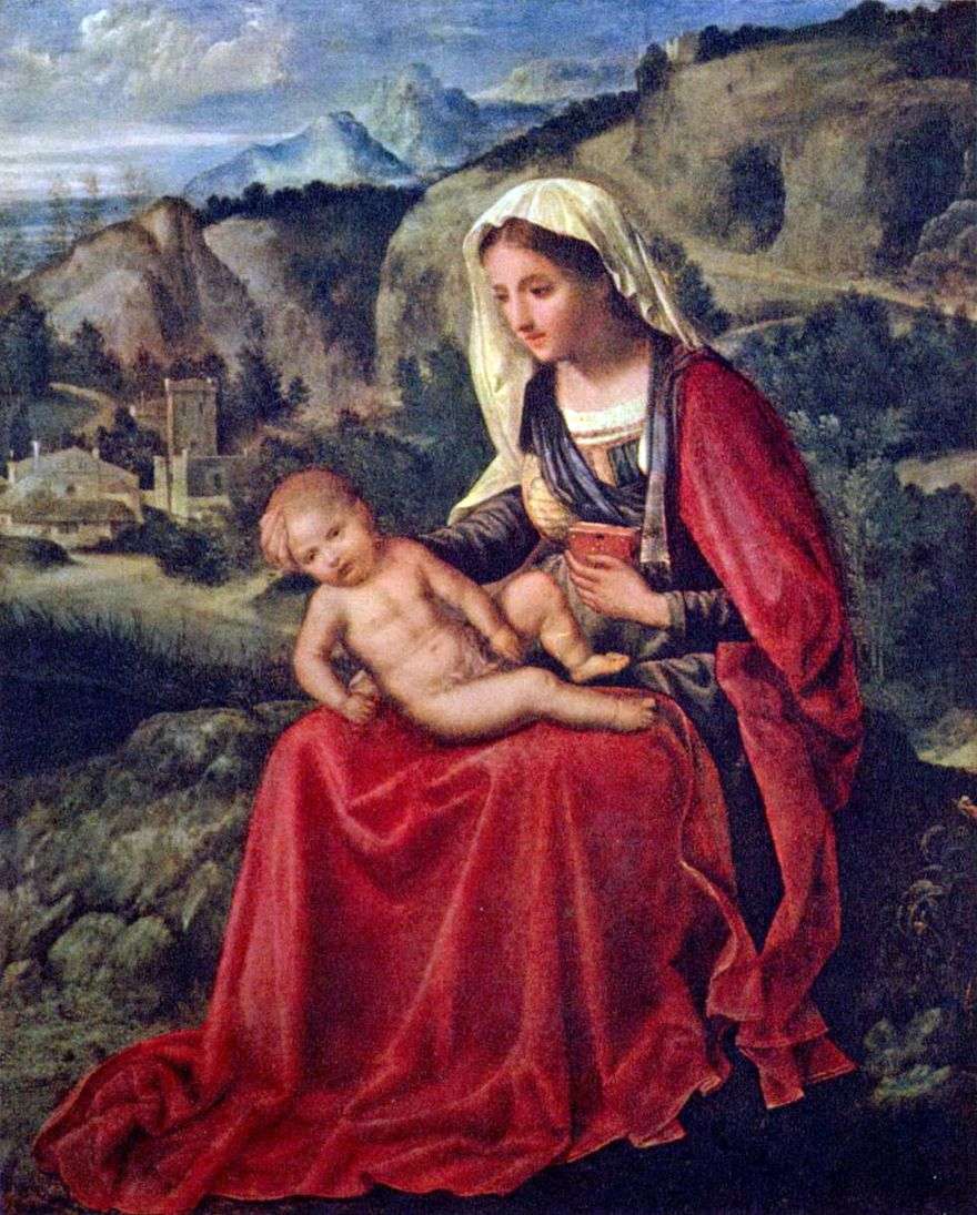 مريم العذراء مع طفل في خلفية المشهد   جورجون
